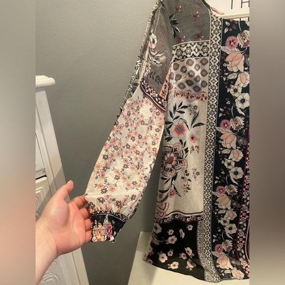 Maurices Mod Style Patchwork Floral Long Sleeve Dress - Picture 2 of 4